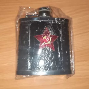 Red Army Badge Stainless Steel Souvenir Flask, 3 oz / 90 ml 