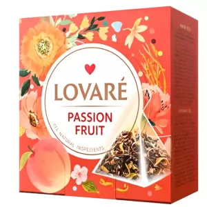 Black Leaf Tea with Orange Peel, Petals & Peach “Passion Fruit”, Lovare, 15 Pyramid Tea Bags