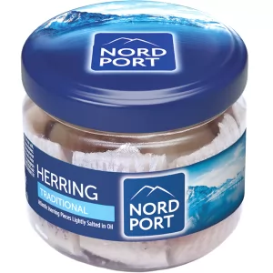 Traditional Salted Herring Pieces-Fillet, Nord Port, 290g/ 10.23oz