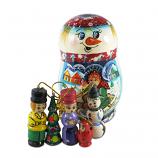 Snowman Nesting Doll Matryoshka Korobeynik with 5 Figurines, 4.5