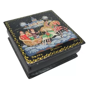 Wooden Jewellery Box Russian Lacquer Miniature 
